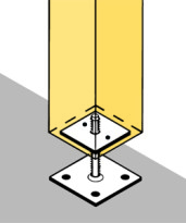 Схема установки компенсатора усадки под вертикальный столб из бруса
