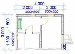 План бани 3 на 4 имеет, как правило, максимум 3 помещения, хотя часто обходятся и без предбанника (проект «А»)