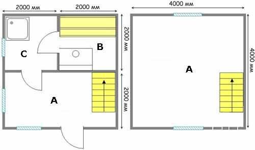 Баня 4х4 с мансардой – два в одном: первый этаж – баня; второй, в мансарде – полноценная гостиная-спальня