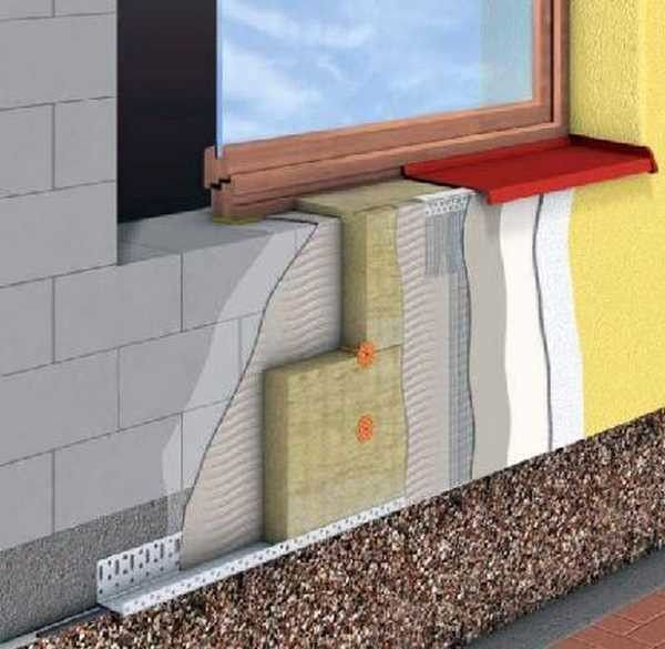 Один из вариантов наружного утепления стен из пеноблоков с последующей отделкой