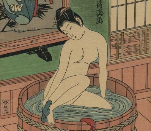 Японская картина - девушка в офуро