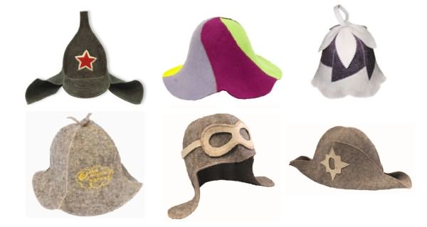 Примеры весёлых банных шапок
